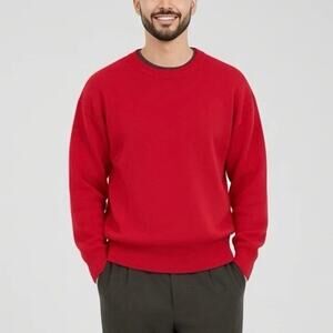 Uniqlo Men’s Red Crewneck Long Sleeve Sweater Size M (Knit Jumper)